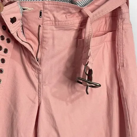 Tommy Hilfiger Belted Straight Leg Pants Womens 10 Pockets Y2K Barbiecore Casual - Picture 10 of 14